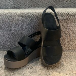 CROCS Black and Gray Platform Sandals